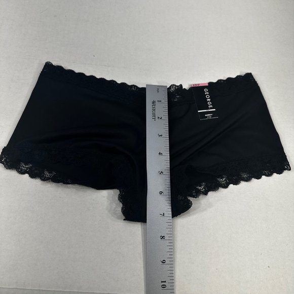 George Women's Size 7 Large Panty Cheeky Lace Waist Leg Openings Black New - Picture 9 of 10